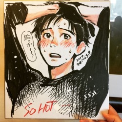 The Yuuri illustration Kubo Mitsurou drew at today’s AnimeFest panel just sold for Ů,900 at the convention’s auction to benefit local charities.That’s not a typo.Ů,900