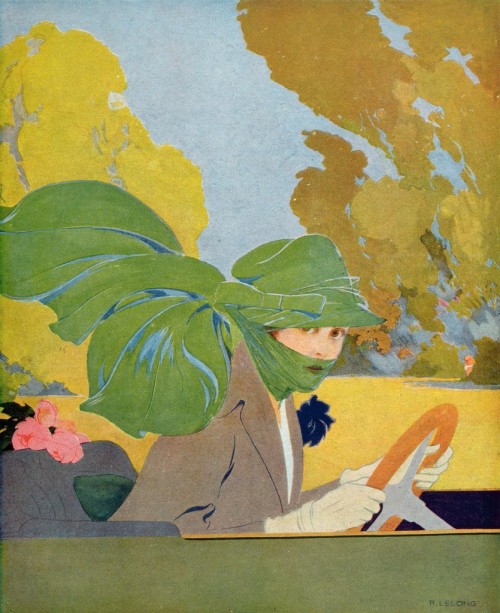 blondebrainpower:  Marthe Chenal at the Wheel of Her Motor Car, 1919  By René Lelong  