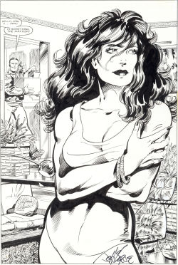 comicbookartwork:  John Byrne and Kim DeMulder Marvel Graphic Novel #18 The Sensational She-Hulk Splash Page 4  