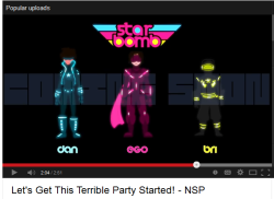 michigans-most-attractive-man:  Apparently Starbomb was planned for a while. I was watching NSP videos today and this was a half second frame in the credits. The tron style theme looks pretty cool.
