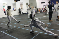 modernfencing:  donttellmehowtofence:  Don’t tell me how to retreat.   [ID: a foil fencer taking a weird bounding retreat away from his opponent’s lunge] 