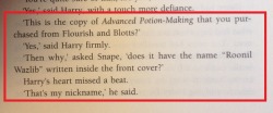 ratherthepoint:catsvspatriarchy:kyrstin:this is the funniest thing harry ever saidClassic RoonilBut then he explains to Snape what a nickname is “It’s something your friends call you-”“I KNOW WHAT A NICKNAME IS POTTER”