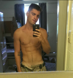straightdudesnudes:  Sean is another sexy marine with a hot as mustache to boot. Like, follow, and reblog for more exclusive straight dudes nudes! 