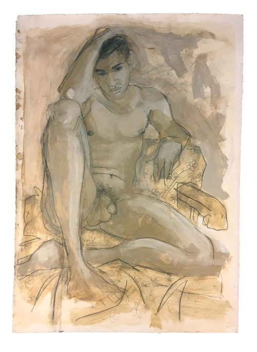 radoccia: Nude study, 2020, pencil and acrylic on paper,  Joe Radoccia