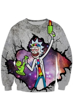 awesomeeeeewa: Trendy Cool Pullover Sweatshirt  Rick &amp; Morty  //  Funny Print   Sea Wave  //  Rainbow Striped   Snowman  //  Rick and Morty  Innocent Karbs  //  Cartoon Cat   Astronaut Printed  //  Floral Printed Free shipping worldwide