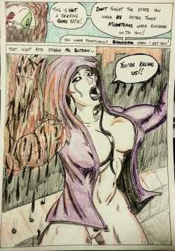  Kate Five vs Symbiote comic Page 86   This has to be one of the pages I&rsquo;m most proud of. I think the pinups I&rsquo;ve been doing have actually made me a better artist.   Flashback to the night Kate stabbed Ms Blitzen (way back on page 46 -Ed)