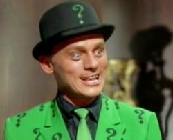 the-hobbits-have-the-phone-box:  I think that Tom Hiddleston should play the Riddler because look at them. Frank Gorshin (who played the Riddler in the 1966 T.V Show) could so be his uncle or something! And they both have the same laugh!!