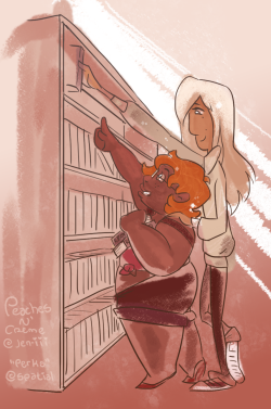spatialarts:  Peaches N’ Creme - PerksSomeone to lend a hand/Someone to lean on. Wanted to try something a little different and looser as far as color went, the really soothing pallet that Jen set their story in was perfect. :DCharacters by @jen-iii