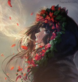 yuumei-art:    Breath in the Cold - continuing with the plant themed images. Being cold just makes me dream of summer.HD files and Video Process on Patreon.com/YuumeiMore art, comics and tutorials on YuumeiArt.com