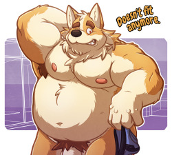chocofoxcolin:  Doesn’t fit and art trade with my amazing friend   mixvariety been a while since i want to draw his big chunky corgi character.  http://www.furaffinity.net/view/17902070/ 
