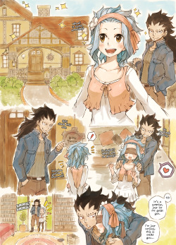 rboz:prompt 4 - daydreamsYou dorks, just say it out loud dammit. Gajeel’s dream of building an iron house inspired me for this prompt and I wanted something really cute, so why not both daydreaming of the same thing? The guest appearances this time