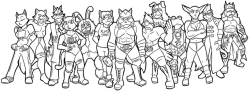  This was commissioned by someone on deviantART called iWarz07, and he wanted me to make some line art of a batch of Star Fox characters  dressed up as WWE Attitude Era wrestlers. He also wanted me to draw his  original character, Cole Blackmon, and a