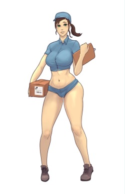 Heres the delivery girl I drew for the Care Package post. Guess shes an OC then. I should probably name her.