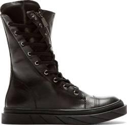 Manly-Shoes:  Black Angled Zip Leather Bootssee What’S On Sale From Ssense On Wantering.