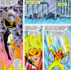 1407-graymalkin-lane:  Storm vs. Pyro Uncanny X-Men #178, February 1984   back when xmen was aweome