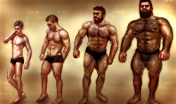 zanvarin: Muscle growth transformation sequence..   Transformation into huge, hairy muscle bull. ;)Commission for Davy!   