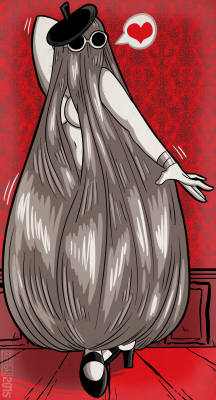 Wanted to draw a gender bent Cousin Itt for
