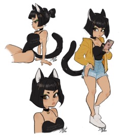 theraspberryfox:  Say hello to my new catgirl Cleo! I made her to really just draw her in different clothing and sometimes no clothing! &gt;v&gt; 