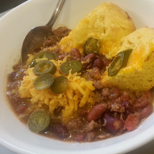 #everything from #scratch, #homemade #chili &amp; #jalapeno #cheddar #cornbread