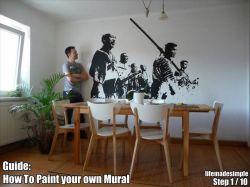 degenezijde:  lifemadesimple:  Step by Step: A Great way of Painting your own Mural without Knowing how to Draw  #whoa i want this#but with a koni artwork instead of a photo :D (via holyfant)  