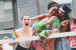 monicasimoesphotography:  My shot of Yael Stone, Adrienne C. Moore and Jackie Cruz at yesterdays NYC Pride!Site/Site