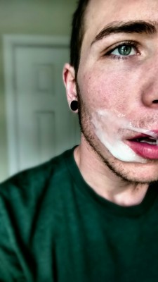 coathisthroat:Took a fat load to the face from a college buddy. He wouldn’t let me film it, but I had to get photographic evidence! This is only half the load. I swallowed the rest!