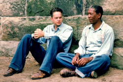 boyirl:  &ldquo;You know the funny thing is, on the outside I was an honest man, straight as an arrow. I had to come to prison to be a crook.&rdquo;Still of Morgan Freeman and Tim Robbins in The Shawshank Redemption (1994) dir. Frank Darabont 