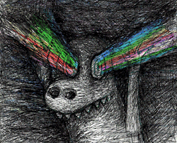 daingifs:  You are under my control. ink pen and color dye marker on paper GIF ©2013 DAiN8) 