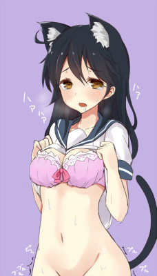 anon0w0stories:  &ldquo;M-master what’s wrong with kitty? My body feels so hot and I can’t stop shaking. I need something so bad.&rdquo; *She slips of her skirt and her panties and lifts up her shirt showing you her bra. She is breathing heavily drooling