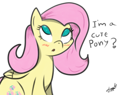 madame-fluttershy:  Fluttershy - I’m a cute pony? by ~Wolfais  Yes, Flutters. Yes you are. &lt;3