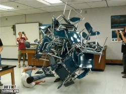 daggerpen:  devonianecho:  houka1numuta:  four years ago my physics class and i made a chair ball. every chair in the room is balanced on one somehow it ended up on i can has cheezburger. my accomplishments have become memes  Failblog no less.  #NAAAA