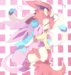 sylveons-butt:purpleninfy:couples commission for @sylveon-buttaaaHHHH thank you so much, it came out so goooooood ;3;D’aww &lt;3