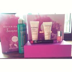 @birchboxuk goodies! 😍😍  #birchbox #birchboxuk #cosmetics #beauty #makeup #nailsinc #johnfrieda #elemis #milliemackintosh #pink