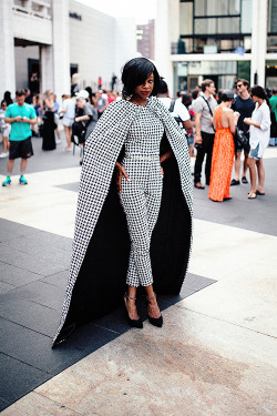 kiss-distinctly-american:  rv1994: Street style: NYFW 2014   Dear. Sweet. Mother. Of. God.Someone give me that jumpsuit.