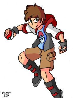 My Pokemon Trainer OC, Nico. I posted a couple drawings of him on Instagram a while ago, but never in colour. Born in Sinnoh and growing up in Kalos, this 17-year-old trainer dreams of conquering the Pokemon leagues of the world. With his 6 partner Pokemo
