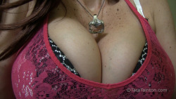 Stare into my cleavage&hellip; these magical breasts will make your cock grow&hellip;   Watch me now.