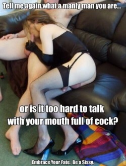sissyblackmailer:  This has become your job.  At least that’s what it feels like.  It used to be fun pretending to be a woman.  Secretly dressing like one and thinking of all that you could do as one.But in reality, sucking dick is hard work.  I’ve