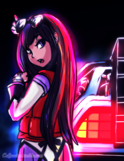 Happy Back to the Future day! Yay!Homura’s needs to go to the future to save Madoka! But then probably back in time because that idea just isn’t going to work out for her&hellip;Featuring all the 80s neon glow I could find! 