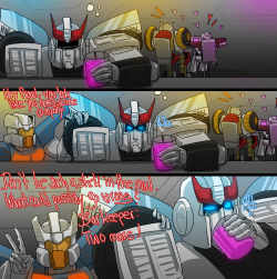 goingloco:  Eject is touching Prowl’s wheels because the material reminds him of all kinds of balls.I had this idea for so long and I needed to get it out of my system. 