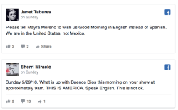 emperor-of-matzah:  ilex-joyce:  amateurlanguager:  sprachtraeume:  micdotcom:  Latina news anchor shuts down racists mad she said “Buenos días” Houston news anchor Mayra Moreno apparently upset some folks Saturday by greeting viewers with “Buenos