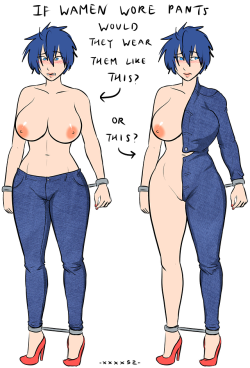 sasoriharem:  Stupid parody of an old meme but I really wanted to draw it.…then was disappointed at how normal she looks, since jean jacket and jumpsuits are a thing, so it looks like she’s in half a jean jumpsuit.