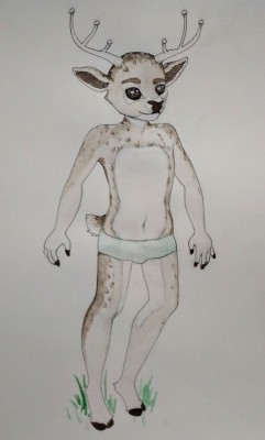 @noctestridio Here&rsquo;s your mushroom deer ^_^  (Pencil, fine-liner, and watercolor)