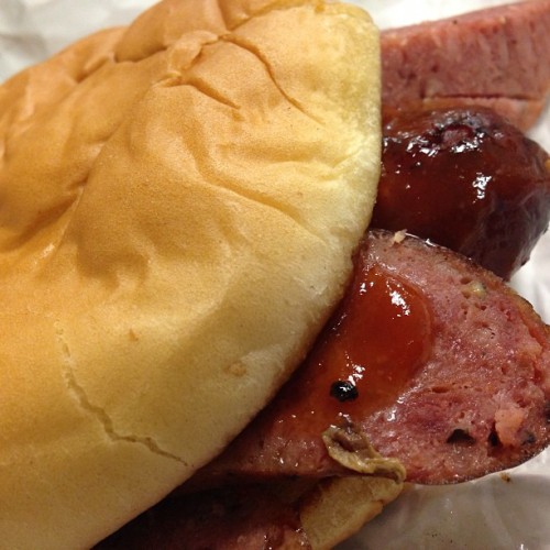 XXX Rudy’s sliced sausage sandwhich! #lunch photo