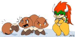 xylas:day 71Queen Bowsie and her goombella minions  all cuties~ &lt;3