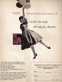 adoring-annette:  Annette’s debut album advertisement from Walt Disney’s Magazine, 1959. 