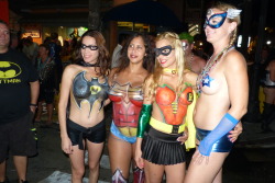 sci-fi-hotties:  paintedfemales: Fantasy Fest 2013 Painted Females  Batgirl, Wonder Woman,and Robin!
