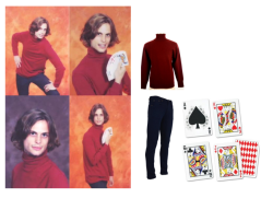 ominass:  steal her look: matthew gray gubler Red Ply Turtleneck Cashmere: 232.00 Mens navy jeans: 170.09 Magic playing cards: 412.98 