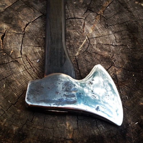 bearbrandt:  Say hello to the newest Camp Axe. Hafted on American Hickory #forge #blacksmith #handmade #indiana #smallbusiness #local #camp #forest 