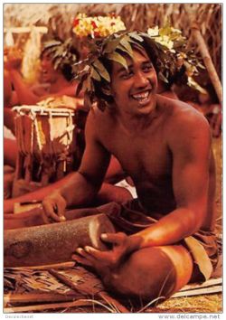 Polynesian man from Bora Bora, via Delcampe.