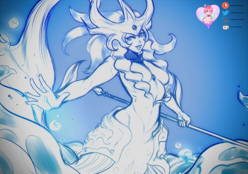   I decide what the tide will bring !   Nami from LoL sketch comm for Orca. Sketch comms open at https://ko-fi.com/lawzilla   